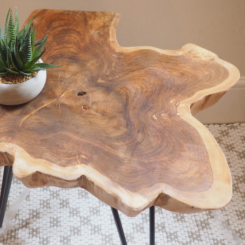 Rustic Wood Slice Coffee Table on Hairpin Legs