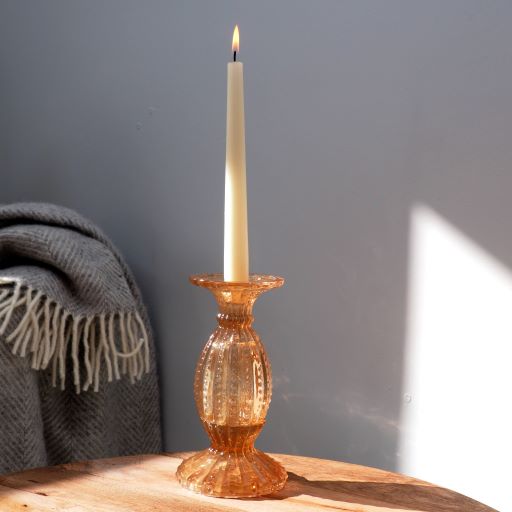 Pink glass candlestick vintage