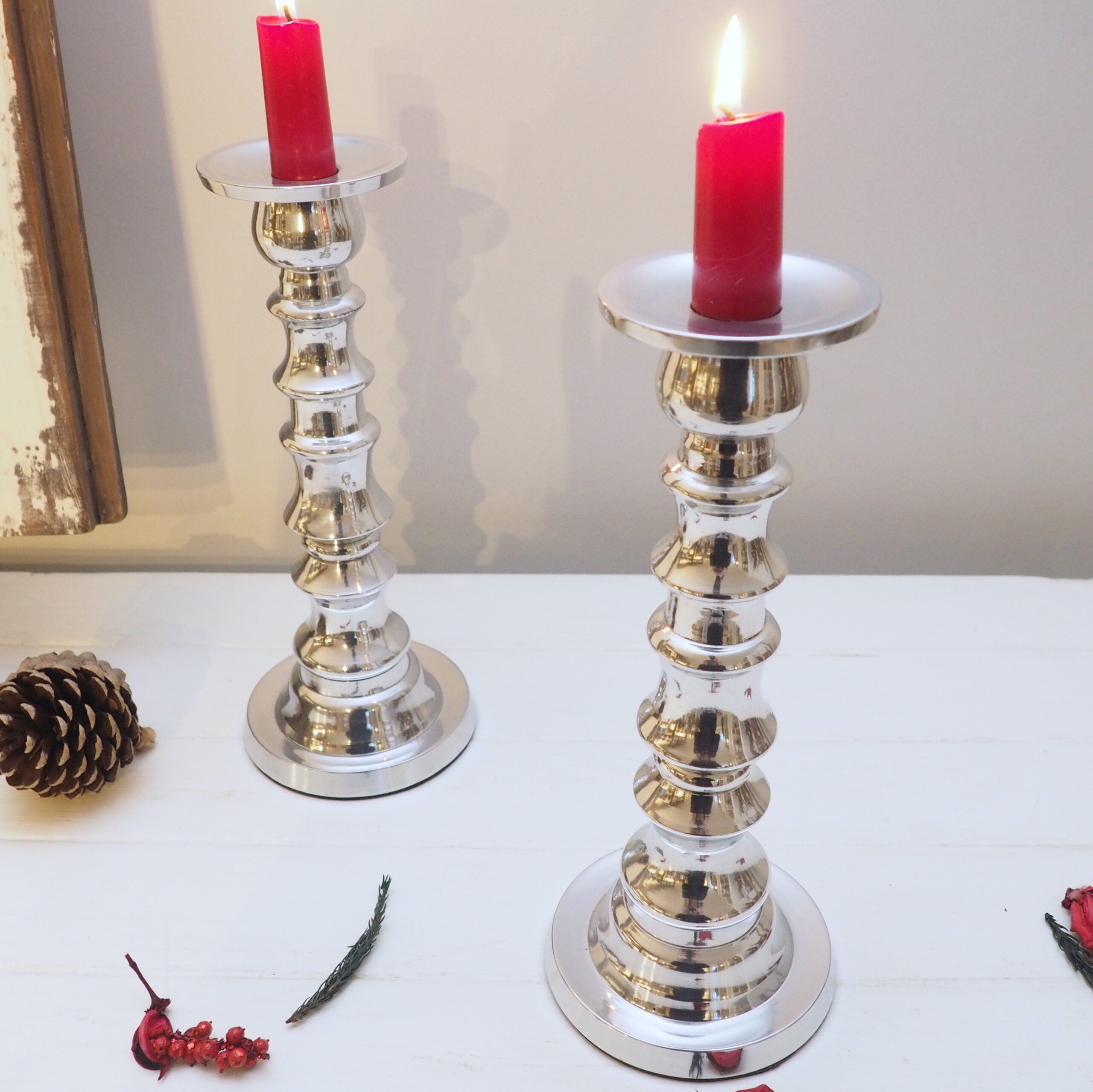 Silver candle holders