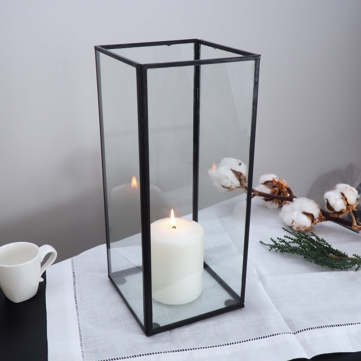 Tall candle lantern black