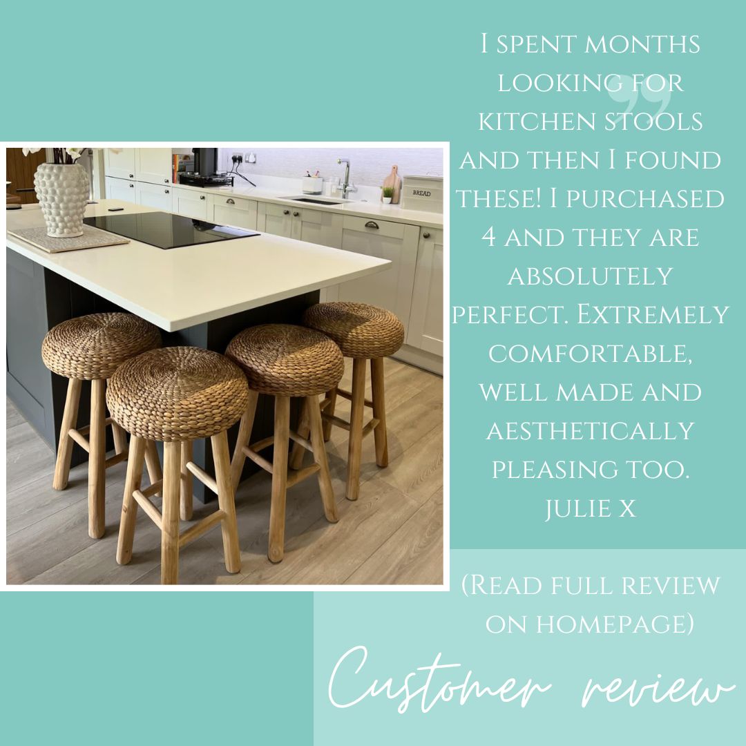 Wicker bar stools in customers kitchen