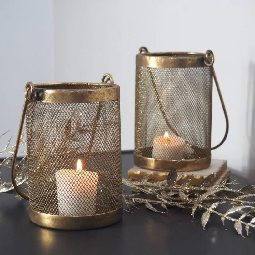 Small brass gauze candle holder