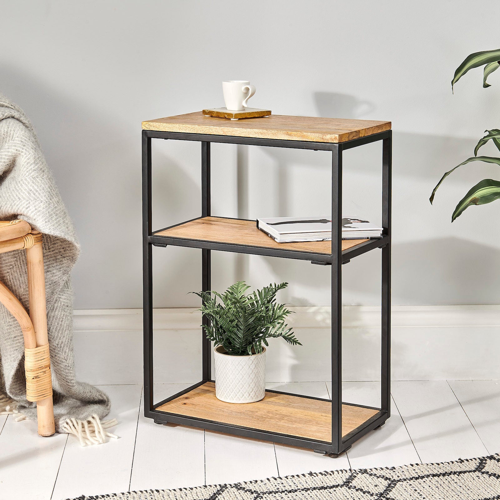 Narrow Side Table with Shelf