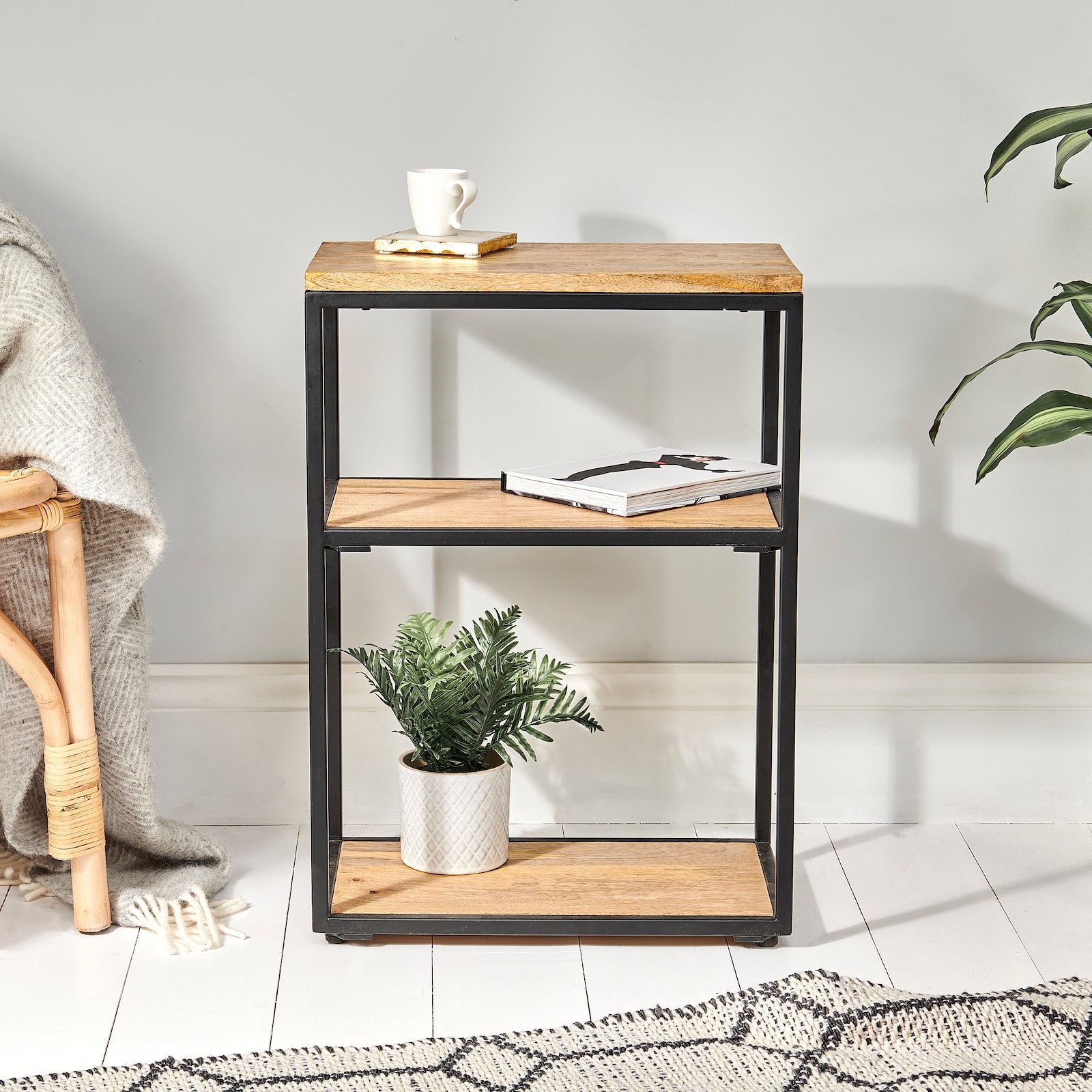 Narrow Side Table with Shelf