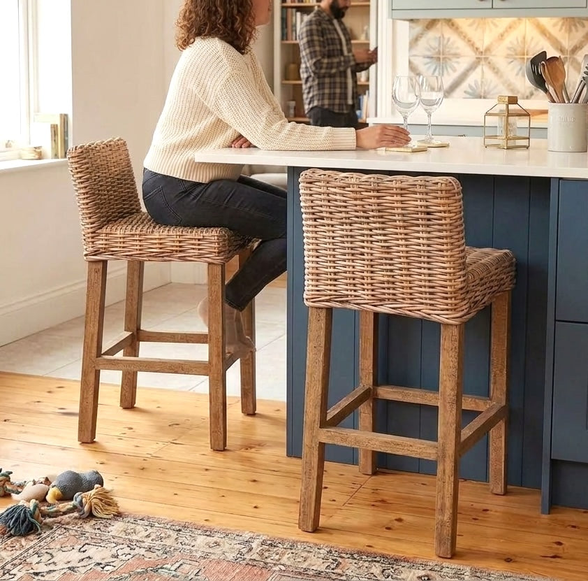 Wicker Bar Stool - Natural