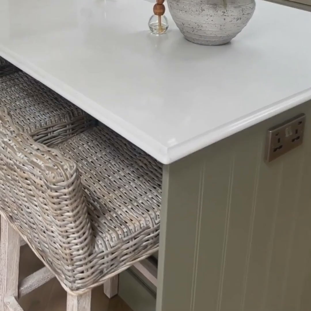 Load video: Wicker Bar Stool - Whitewashed