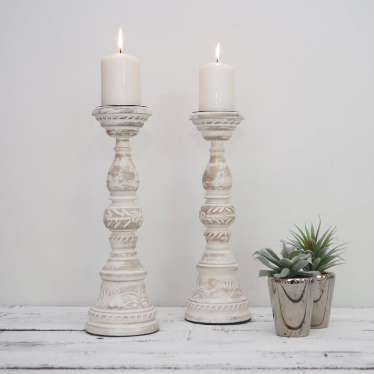 White Wood Pillar Candle Holders Pillar Candle Holders for Fireplace