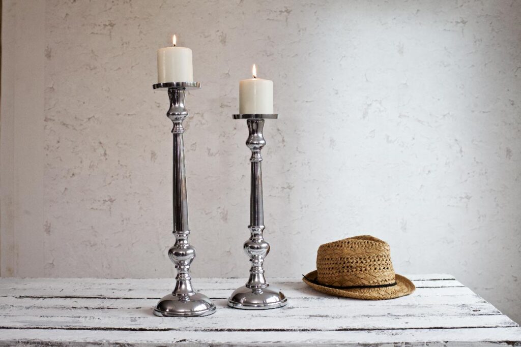 Tall White Wooden Candle Holder - Two Sizes