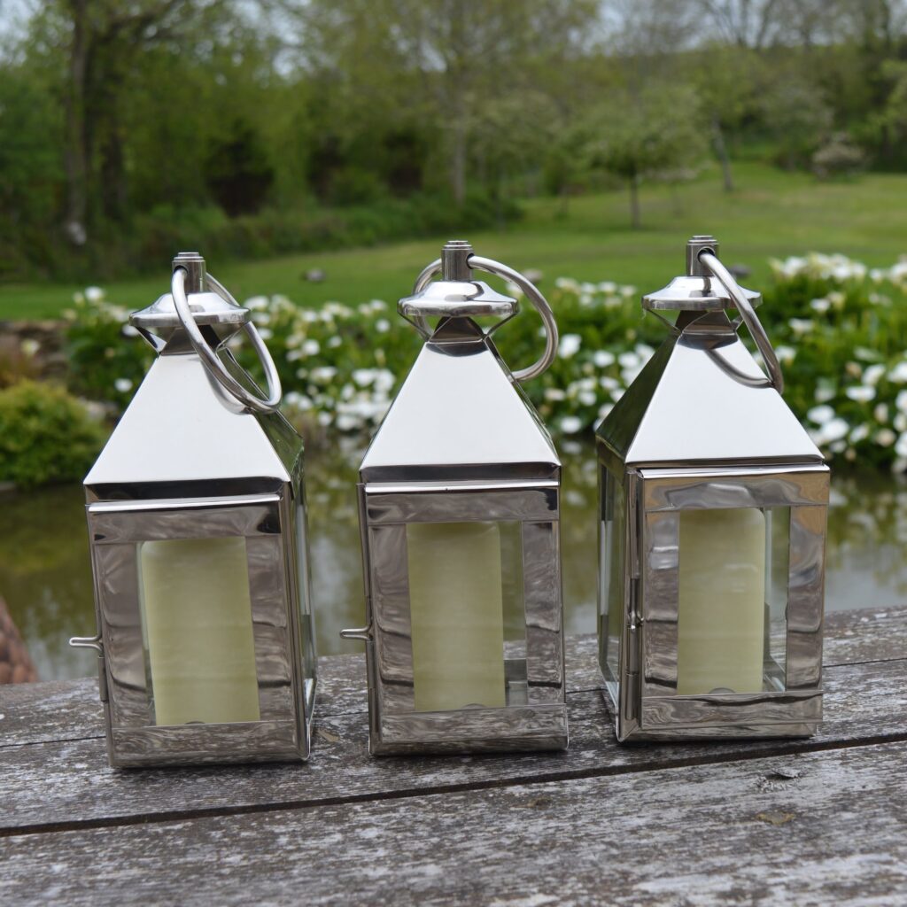 Small Metal Lantern | Stainless Steel Candle Lantern - Za Za Homes