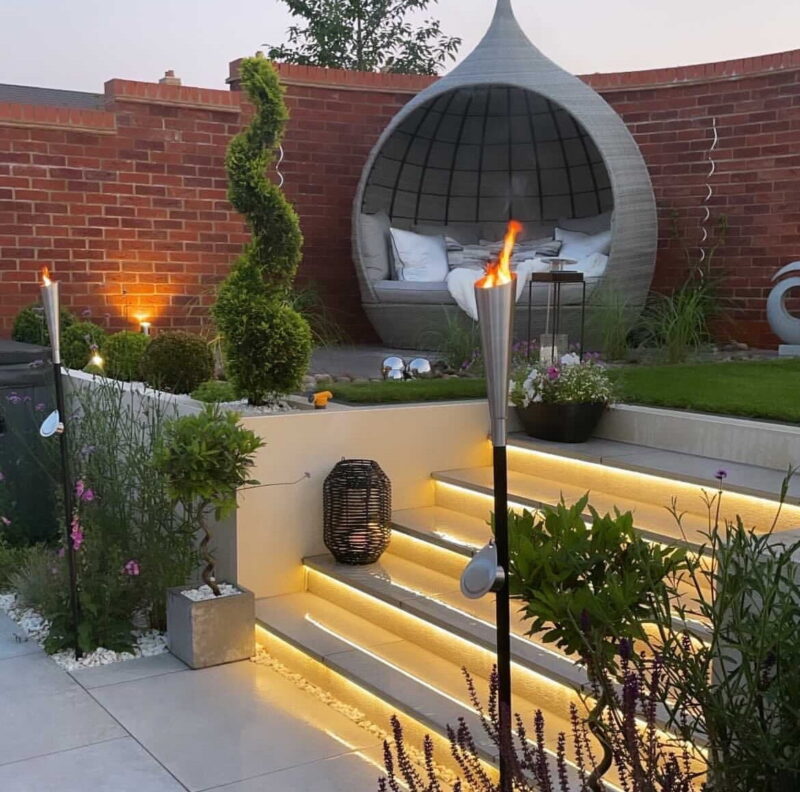 Silver tiki torch garden torches