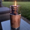 Wood And Stainless Steel Garden Oil Lamp