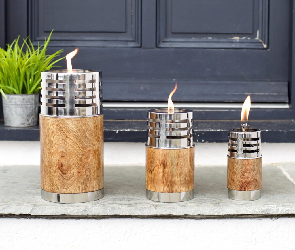 Metal and Wood Garden Oil Lamp Siena Za Za Homes