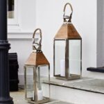 Silver and Wood Lantern Tall – TOPSHAM