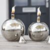 Round Ball Stainless Steel Garden Oil Lamp