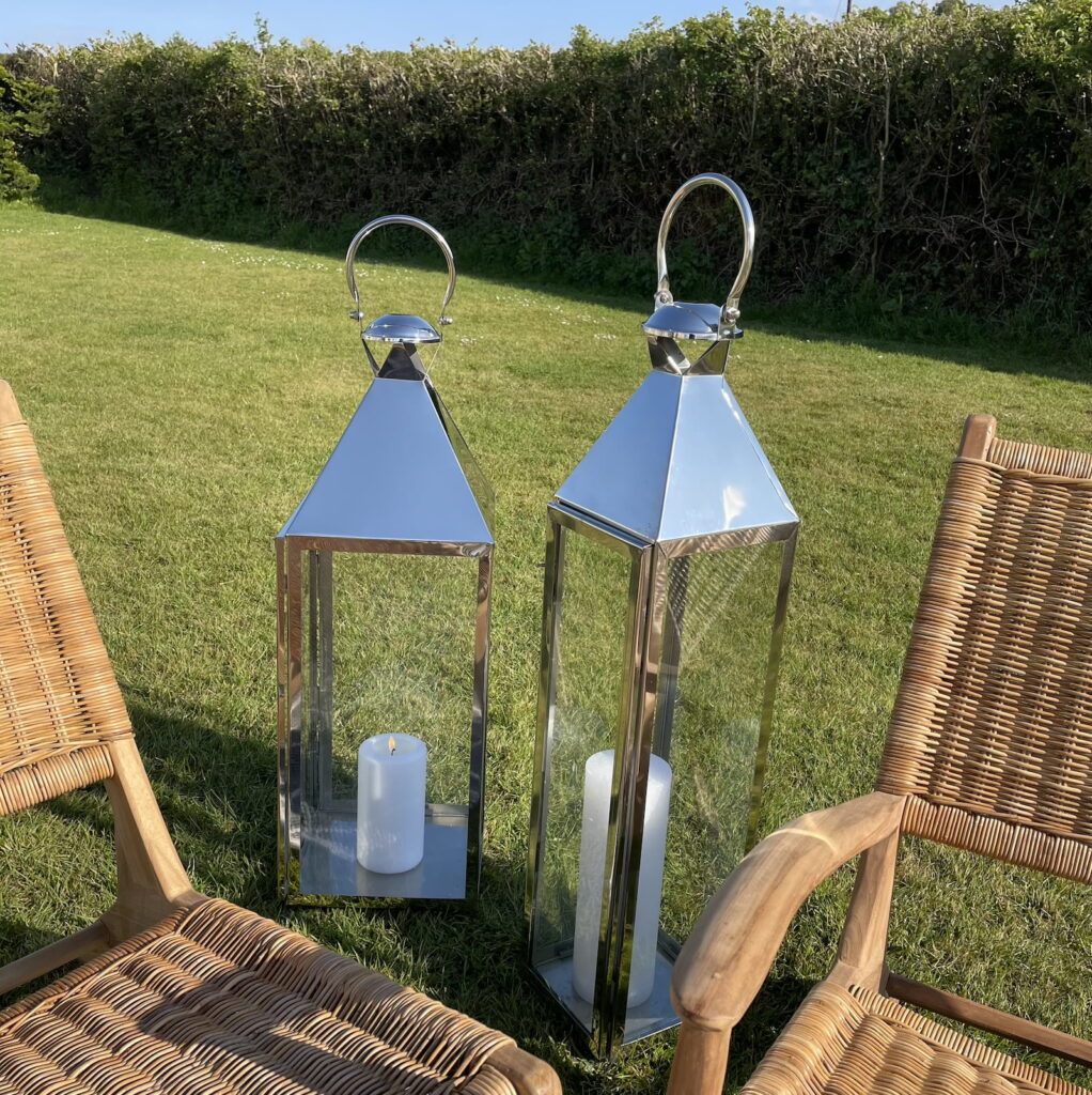 Extra Tall Silver Candle Lantern TOPSHAM ZaZa Homes