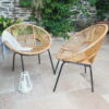 Two Natural String Chair Bamboo on Patio