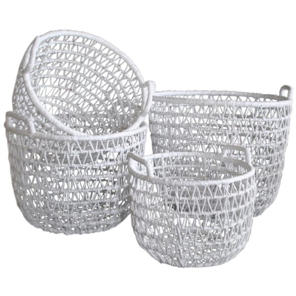 Scandinavian White Wicker Baskets Za Za Homes