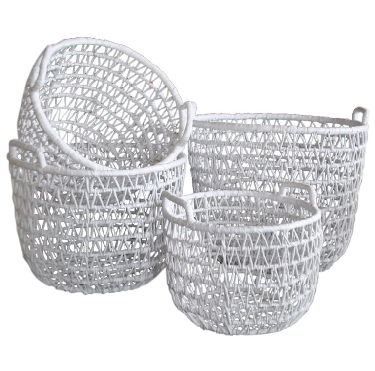 Scandinavian White Wicker Baskets Za Za Homes