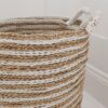 Striped Wicker Basket with Handles