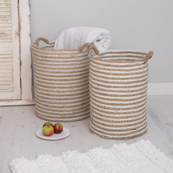 Striped Wicker Baskets with fruit