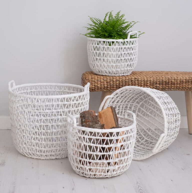 Scandinavian White Wicker Baskets Za Za Homes