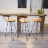 Industrial bar stool with black metal legs