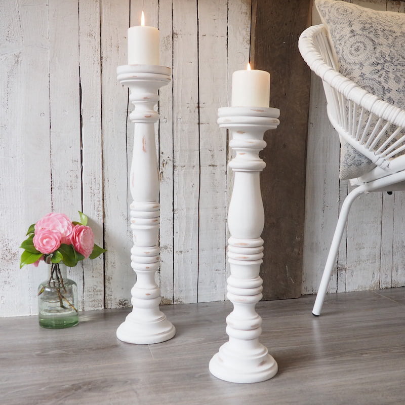 Tall Wooden Candle Sticks Large, Large White Wooden Candle Holders Uk