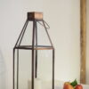 Hexagonal Brass Candle Lantern - ZaZa Homes