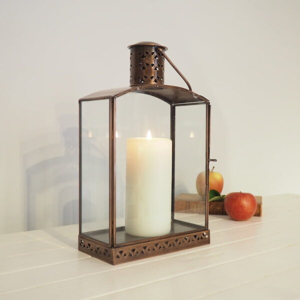 Brass and glass small candle lantern vintage