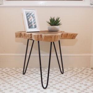 Rustic Wood Slice Coffee Table on Hairpin Legs - ZaZa Homes