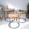 Industrial Round Wooden Nest of Tables