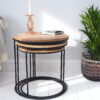 Industrial nest of tables set of 3 with candlestick