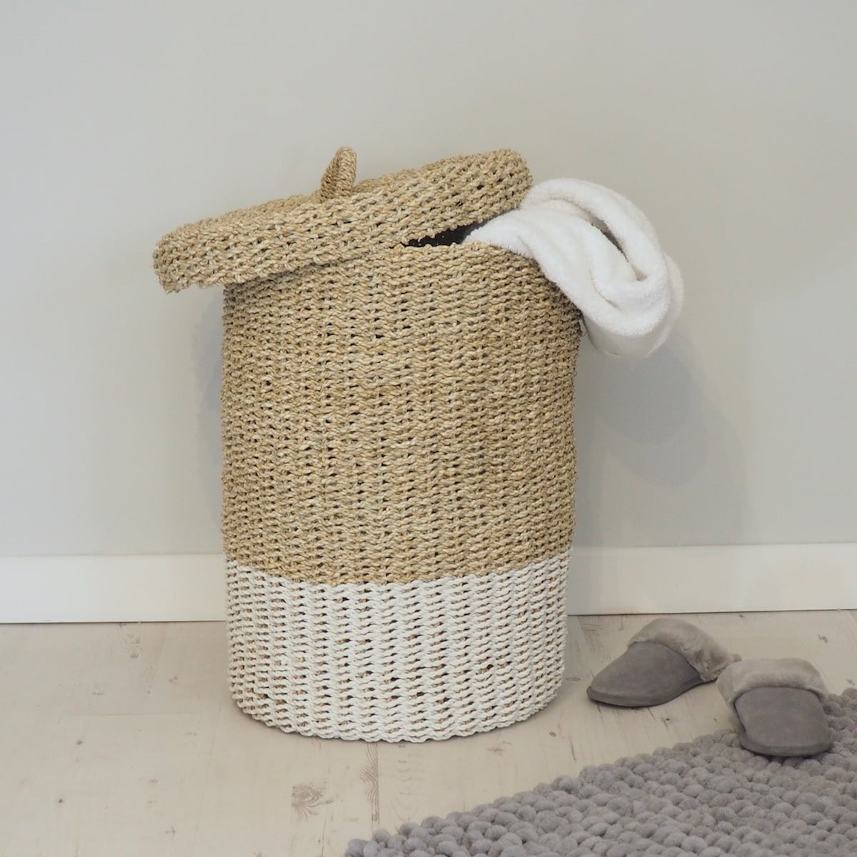 Large Wicker Laundry Basket With Lid - Za Za Homes