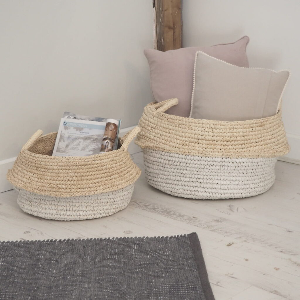 White and Natural Seagrass Wicker Baskets ZaZa Homes