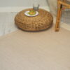 Natural Cotton Rug with Wicker Pouffe