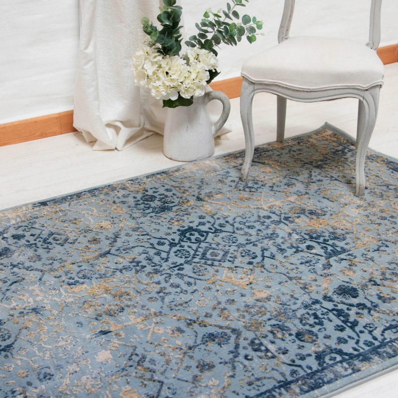 Blue And Gold Rug Antique Za Homes, Blue And Grey Rugs Uk
