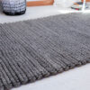 Cable Knit Wool Rug Natural - Sofia on Floor