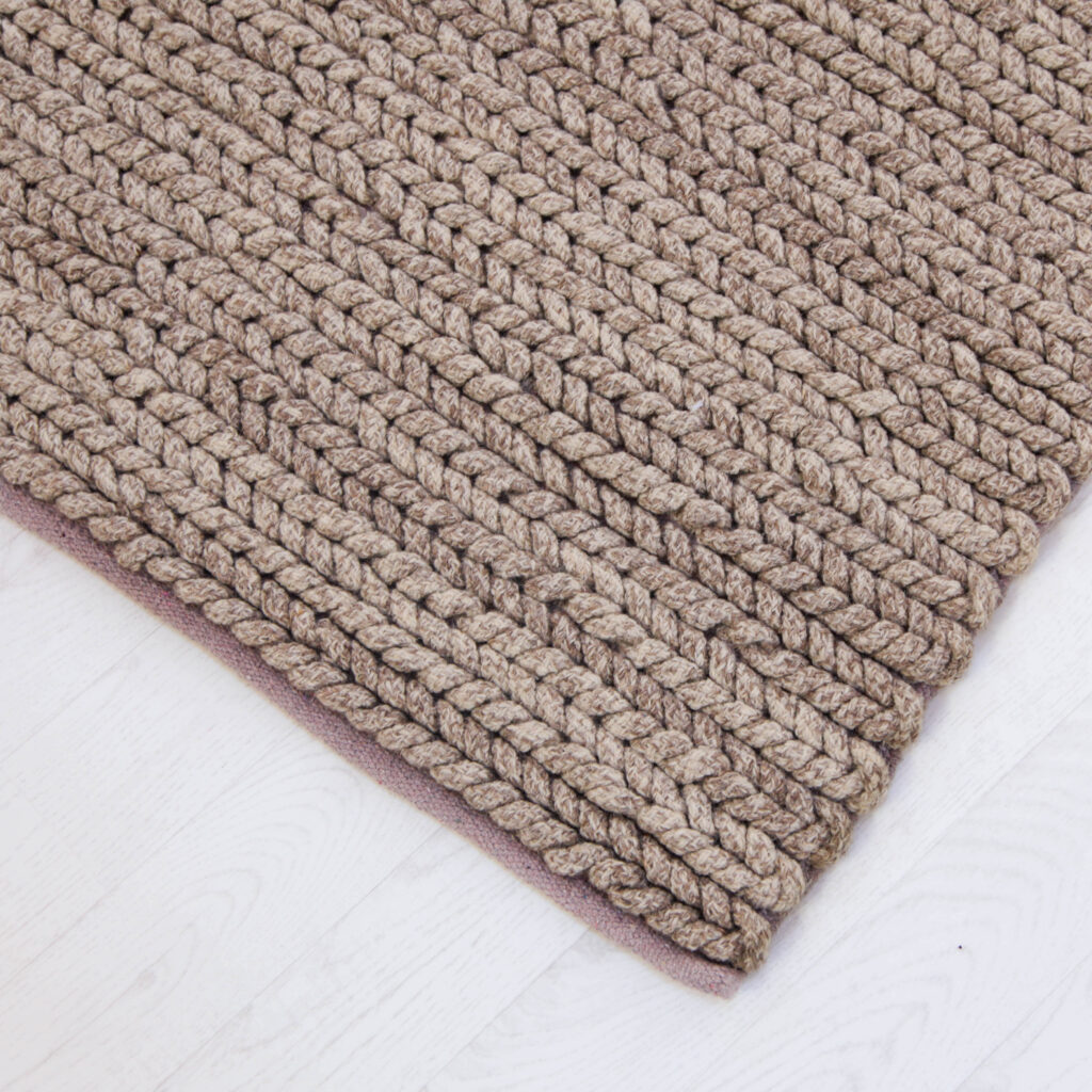 Cable Knit Wool Rug Natural Sofia ZaZa Homes