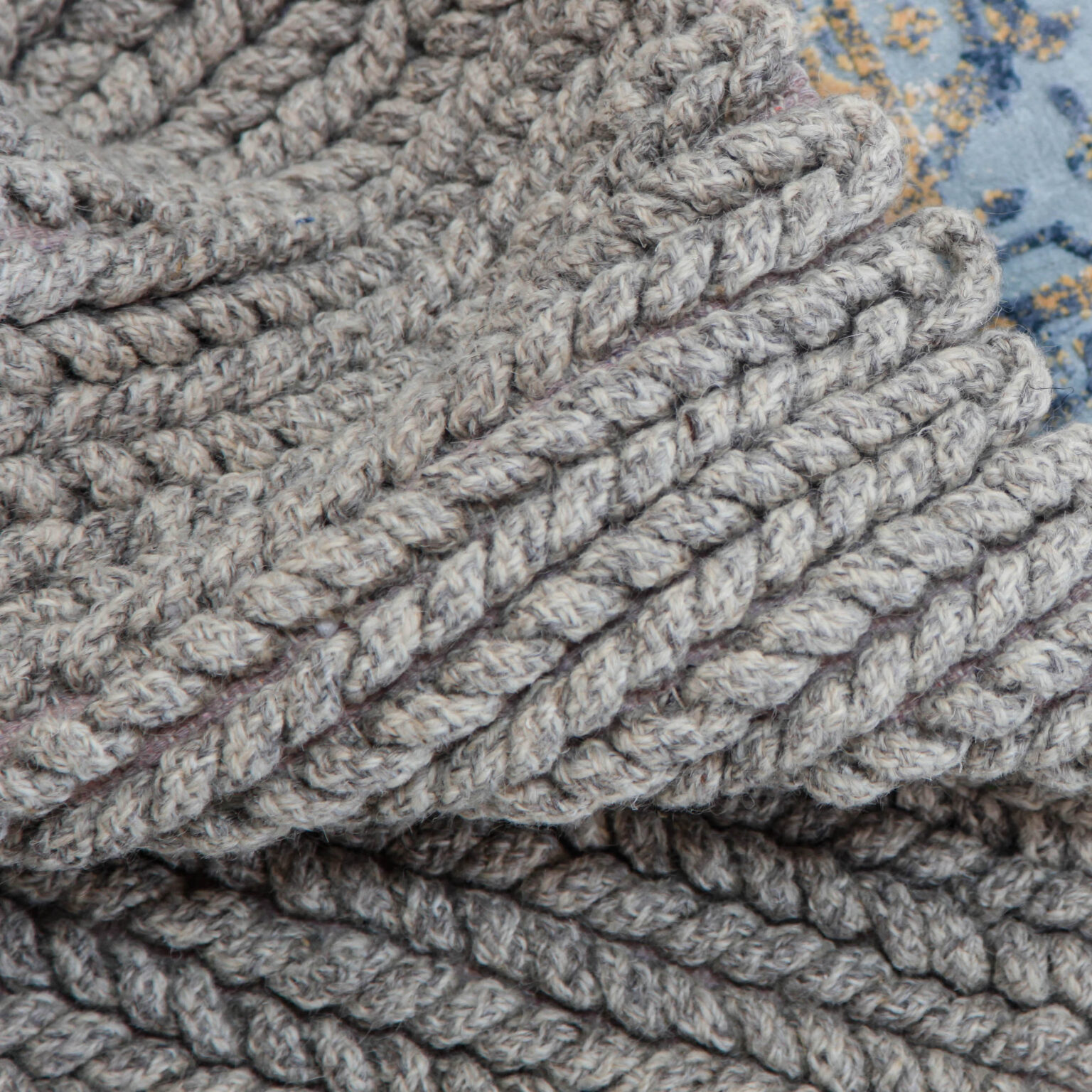 Hand Woven Grey Rug Cable Knit Sofia Za Za Homes