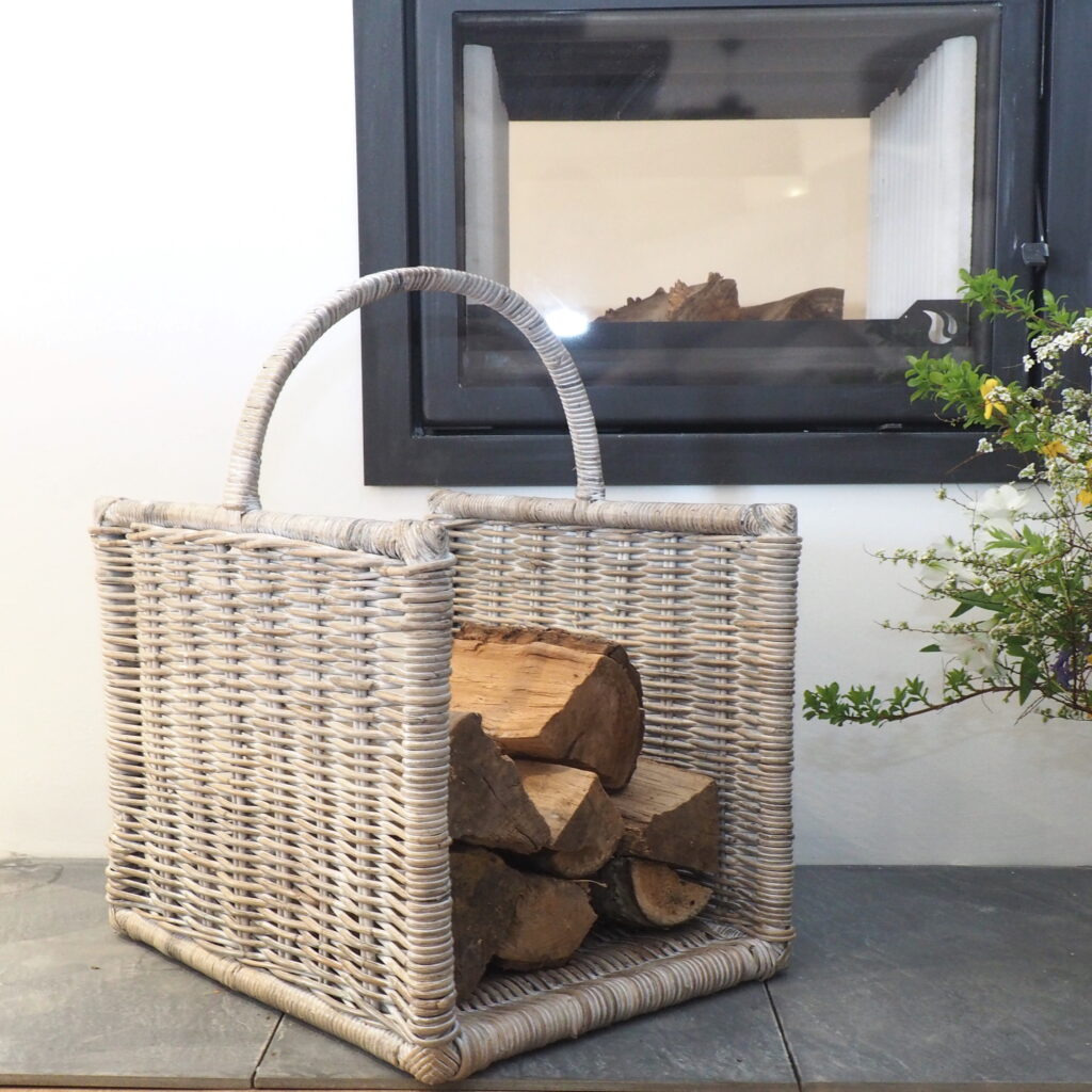 Wicker Basket for Wood Logs Za Za Homes