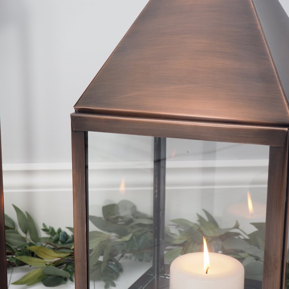 Antique Copper Candle Lantern Tall ZaZa Homes