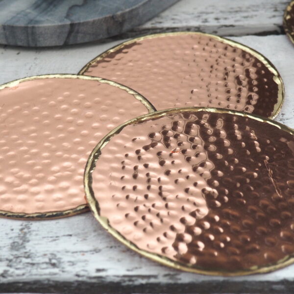 hammered copper coasters