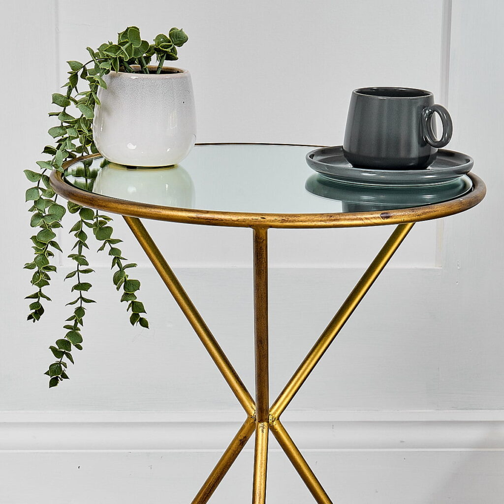 Accent Round Mirrored Side Table ZaZa Homes