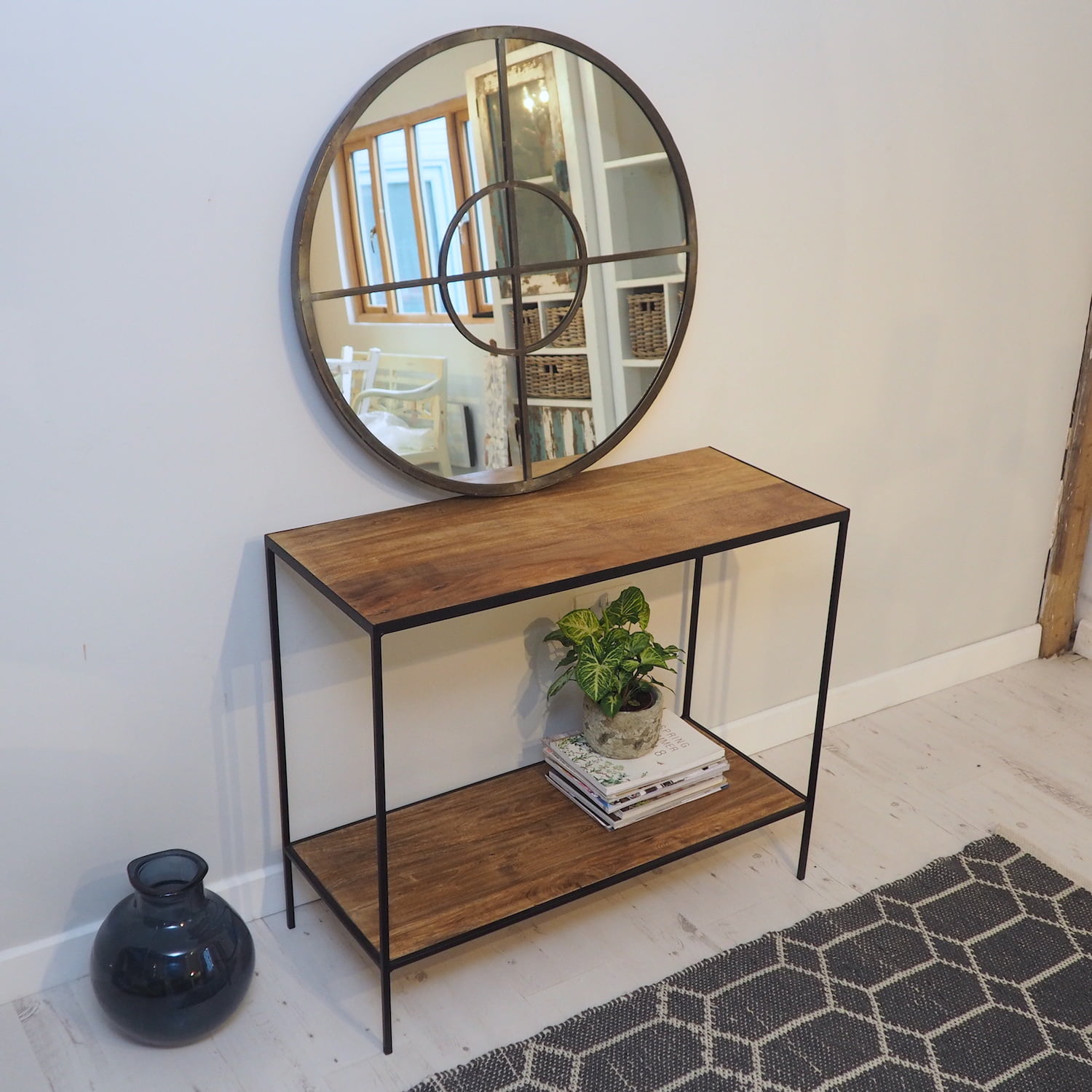 Industrial Hallway Console Table with Shelf ZaZa Homes