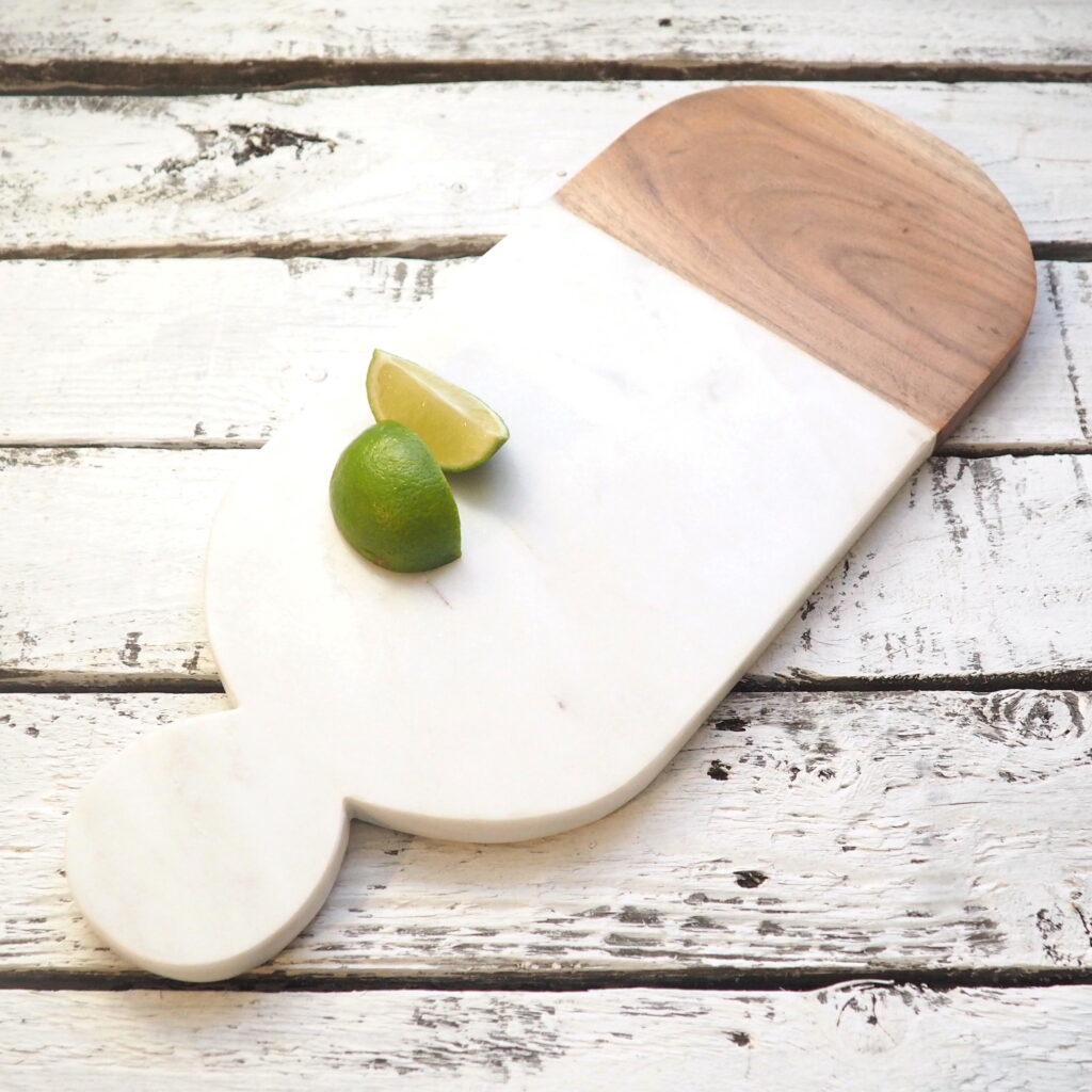 Marble and Wood Serving Board | Marble Cheese Board - Za Za Homes