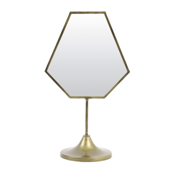 Small brass mirror hexagonal