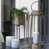 tall brass hurricane candle lantern vintage