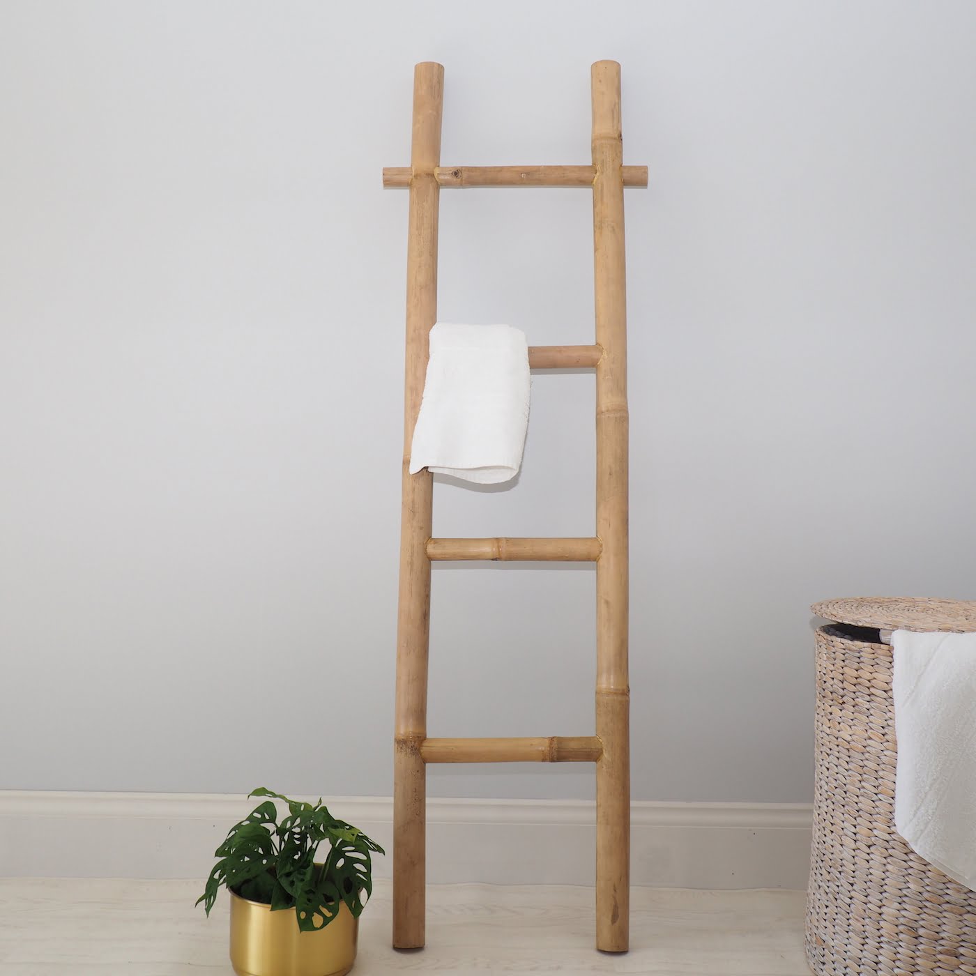 Natural Bamboo Towel Ladder Zaza Homes, Wooden Ladder Towel Rack