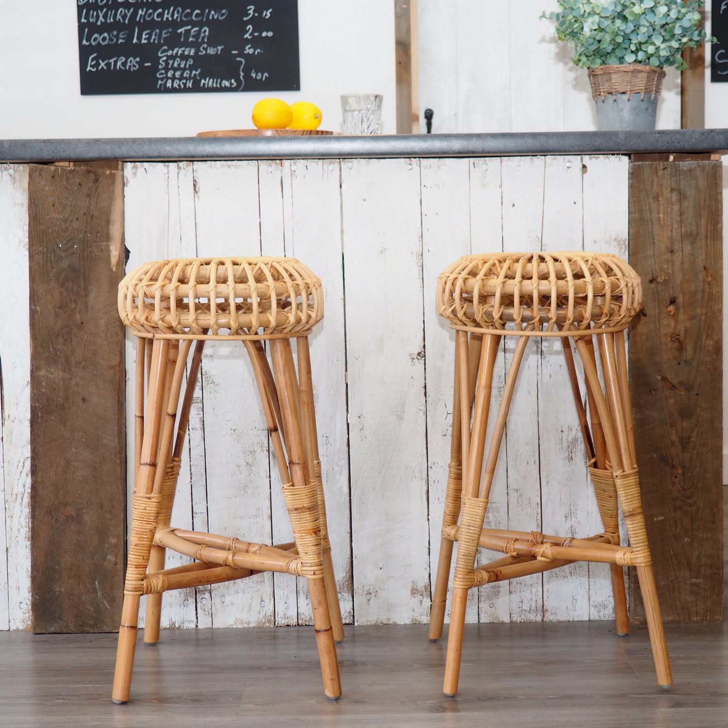 Rattan Bar Stool Round Zaza Homes