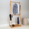 Double Wooden Clothes Rail with Clothes and Basket